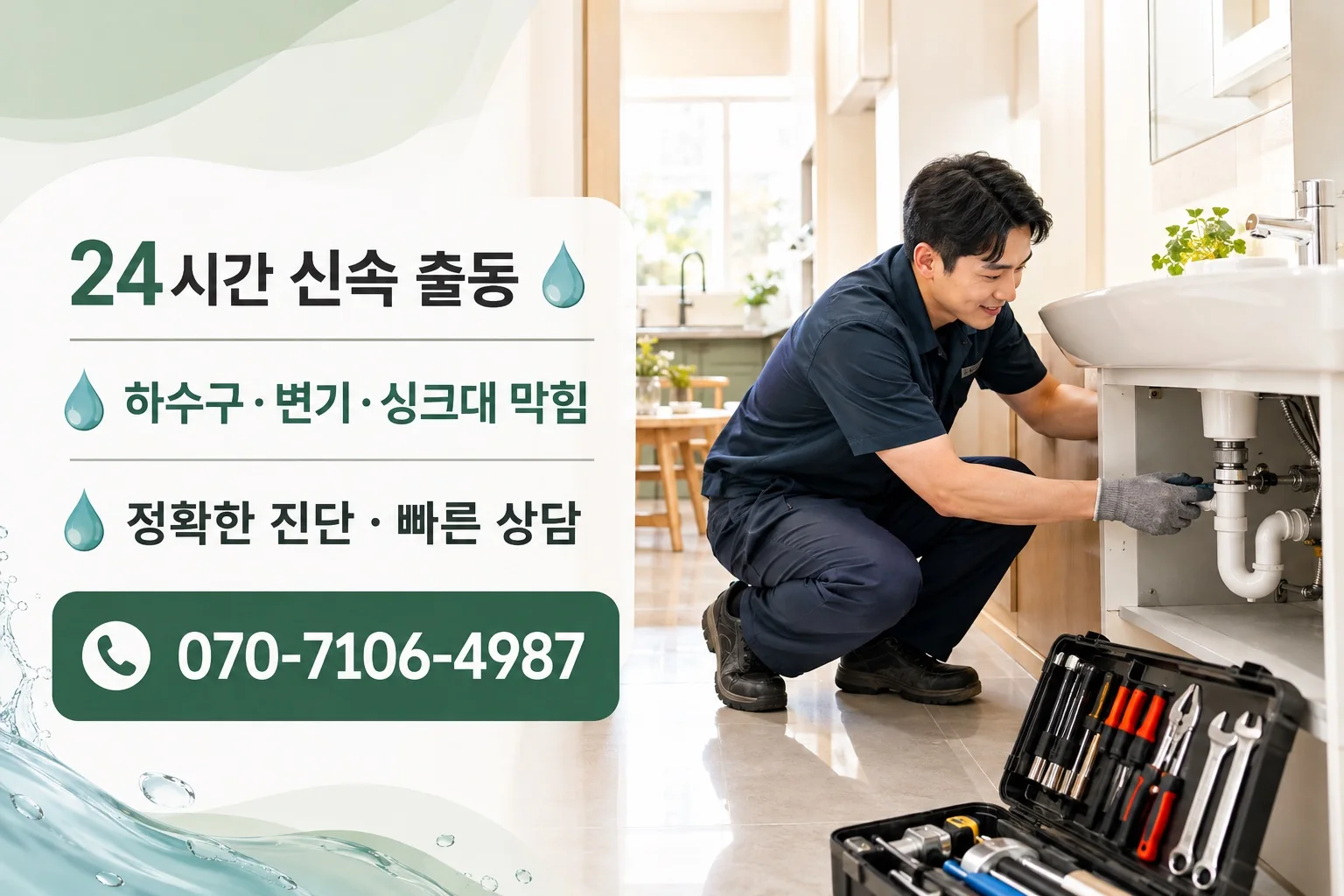 햇살배관 주거 싱크대 배관 점검 서비스 안내